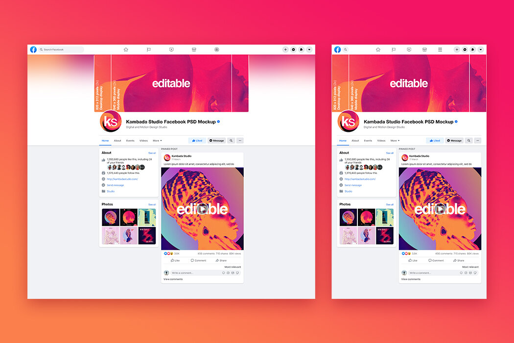 · add the facebook page name (and/or the instagram . Facebook Page Mockup Free Psd File Kambada Studio
