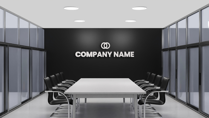 This office wall logo mockup is in high resolution photoshop psd format available for free download. Logo Mockup Black Wall Meeting Room Office Download