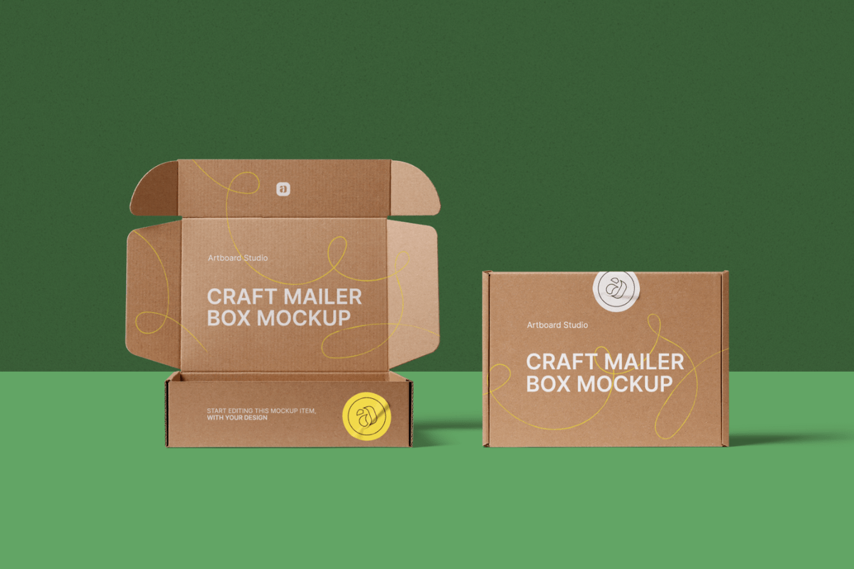 Free for personal and commercial use. Craft Mailer Box Mockup Scene