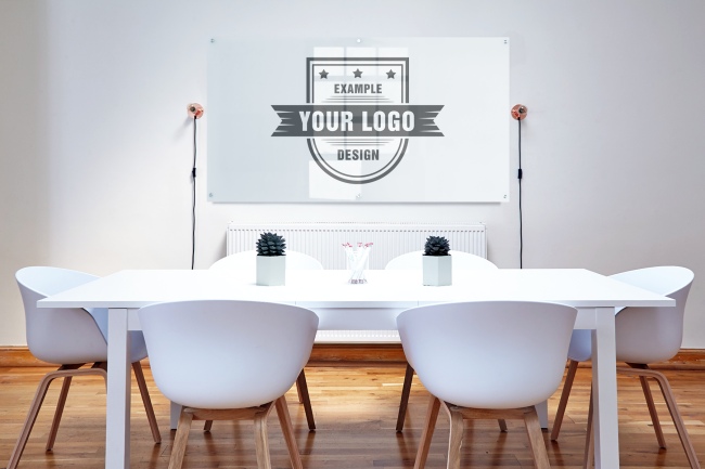 38+ Download Logo Mockup Office Black Wall Meeting Room&nbsp;PSD
